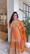 Load image into Gallery viewer, Orange Elegant Faux Georgette Sharara Set with Dupatta ClothsVilla