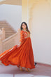 Load image into Gallery viewer, Orange Elegant Fendy Fabric Embroidered Gown with Dupatta Set ClothsVilla