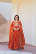 Load image into Gallery viewer, Orange Elegant Fendy Fabric Embroidered Gown with Dupatta Set ClothsVilla