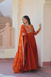 Load image into Gallery viewer, Orange Elegant Fendy Fabric Embroidered Gown with Dupatta Set ClothsVilla