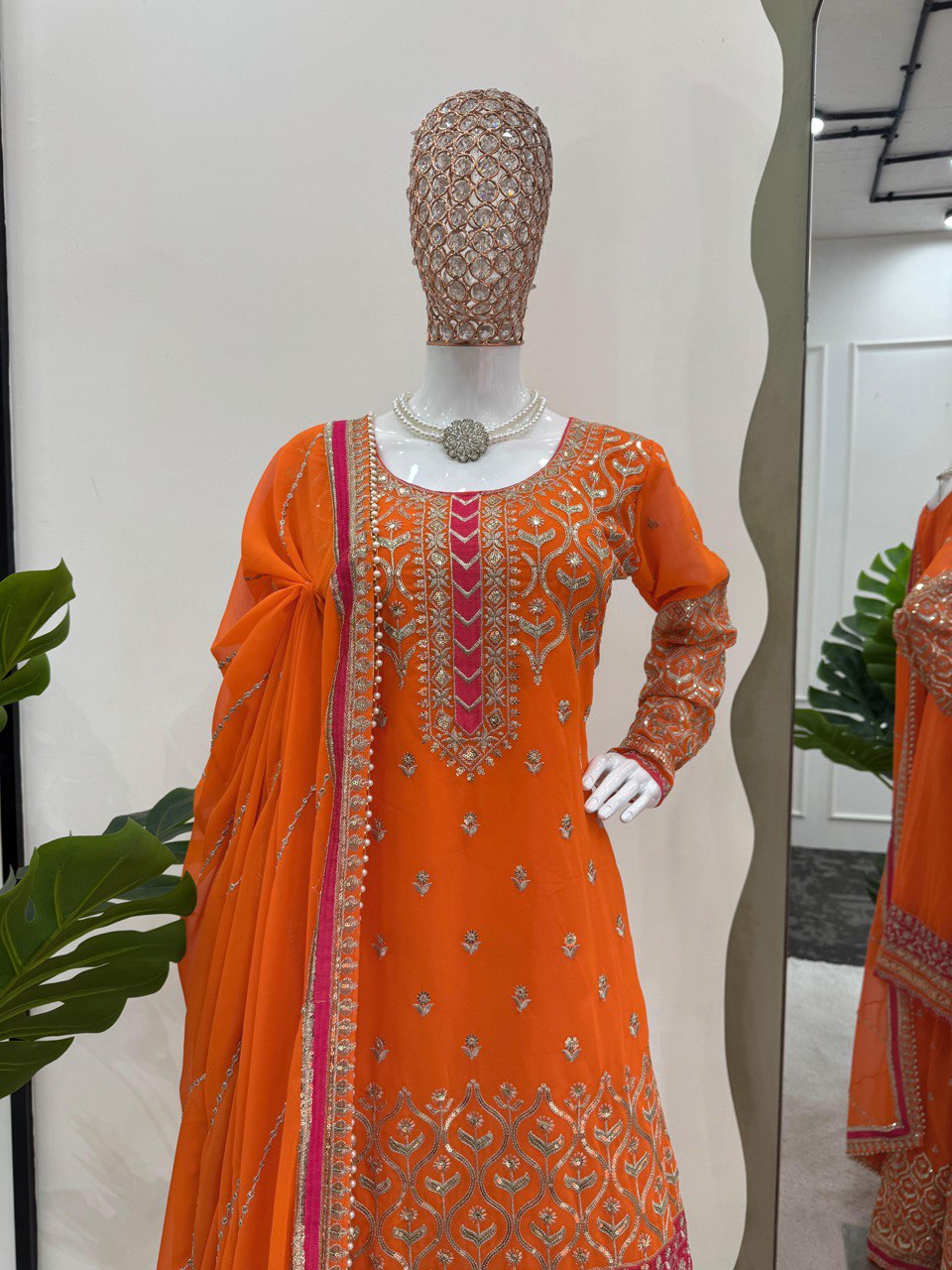 Orange Elegant Georgette Sharara Set