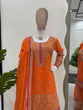 Load image into Gallery viewer, Orange Elegant Georgette Sharara Set