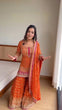 Load image into Gallery viewer, Orange Elegant Georgette Sharara Set