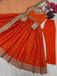 Load image into Gallery viewer, Orange Elegant Heavy Chinon Silk Embroidered Gown Set with Tassel Sleeves, Bottom &amp; Butterfly Net Dupatta ClothsVilla