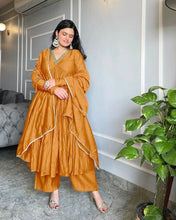 Load image into Gallery viewer, Orange Elegant Party Wear Alia Cut Anarkali Gown Set with Dupatta &amp; Bottom Clothsvilla