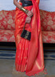 Load image into Gallery viewer, Orange Elegant Printed Chanderi Silk Blend Saree with Tassel Detailing ClothsVilla