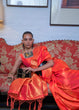 Load image into Gallery viewer, Orange Elegant Printed Chanderi Silk Blend Saree with Tassel Detailing ClothsVilla