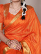 Load image into Gallery viewer, Orange Elegant Raw Silk Saree with Zari Weaving Work ClothsVilla
