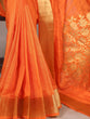 Load image into Gallery viewer, Orange Elegant Raw Silk Saree with Zari Weaving Work ClothsVilla