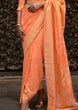 Load image into Gallery viewer, Orange Elegant Silk Blend Banarasi Saree with Unstitched Blouse Piece ClothsVilla