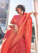 Load image into Gallery viewer, Orange Elegant Soft Banarasi Blended Silk Saree ClothsVilla