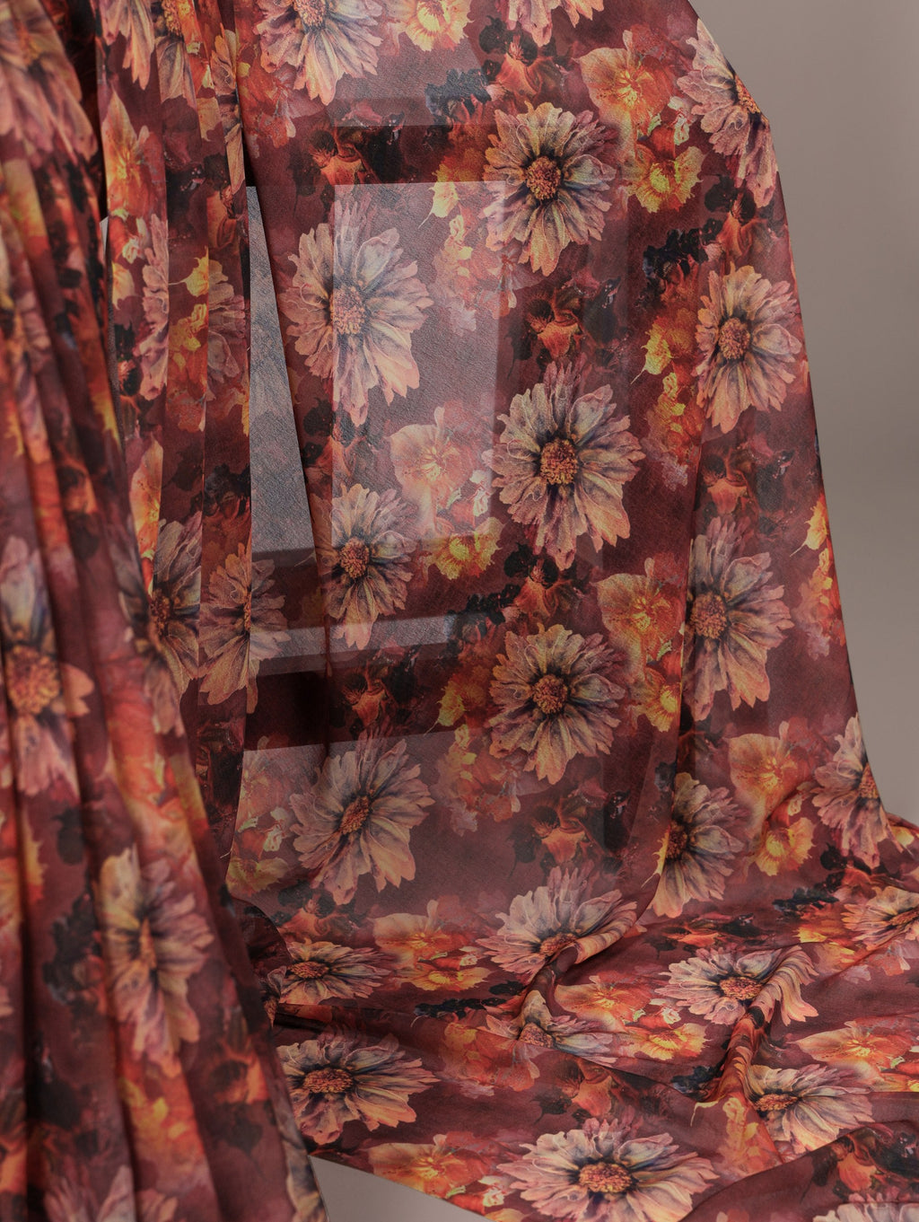 Orange Elegant Weightless Marbal Floral Print Saree with Matching Blouse – Unstitched Ensemble ClothsVilla