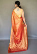 Load image into Gallery viewer, Orange Elegant Woven Tissue Silk Saree with Gold Accents Party &amp; Festive Wear ClothsVilla