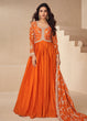 Load image into Gallery viewer, Orange Embroidered Gown &amp; Dupatta ClothsVilla