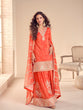 Load image into Gallery viewer, Orange Embroidered Kurta Palazzo Set ClothsVilla