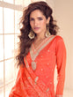 Load image into Gallery viewer, Orange Embroidered Kurta Palazzo Set ClothsVilla