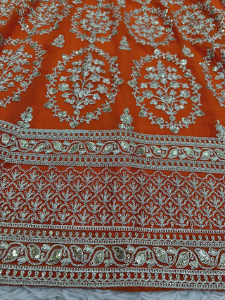 Orange Faux Georgette Semi-Stitched Lehenga Set with Coding Dori & Sequin Work ClothsVilla