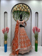 Load image into Gallery viewer, Orange Faux Georgette Semi-Stitched Lehenga Set with Coding Dori &amp; Sequin Work ClothsVilla