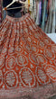 Load image into Gallery viewer, Orange Faux Georgette Semi-Stitched Lehenga Set with Coding Dori &amp; Sequin Work ClothsVilla