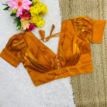 Load image into Gallery viewer, Orange Glamorous Ruffled Metallic Jimmy Choo Blouse ClothsVilla