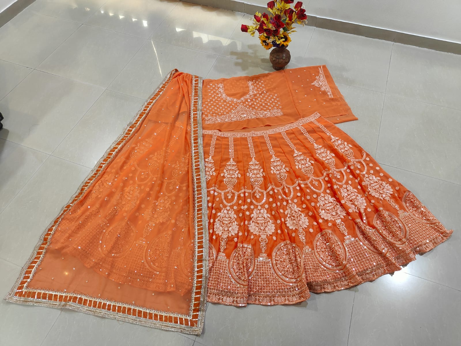 Orange Glow Designer Lehenga Choli ClothsVilla