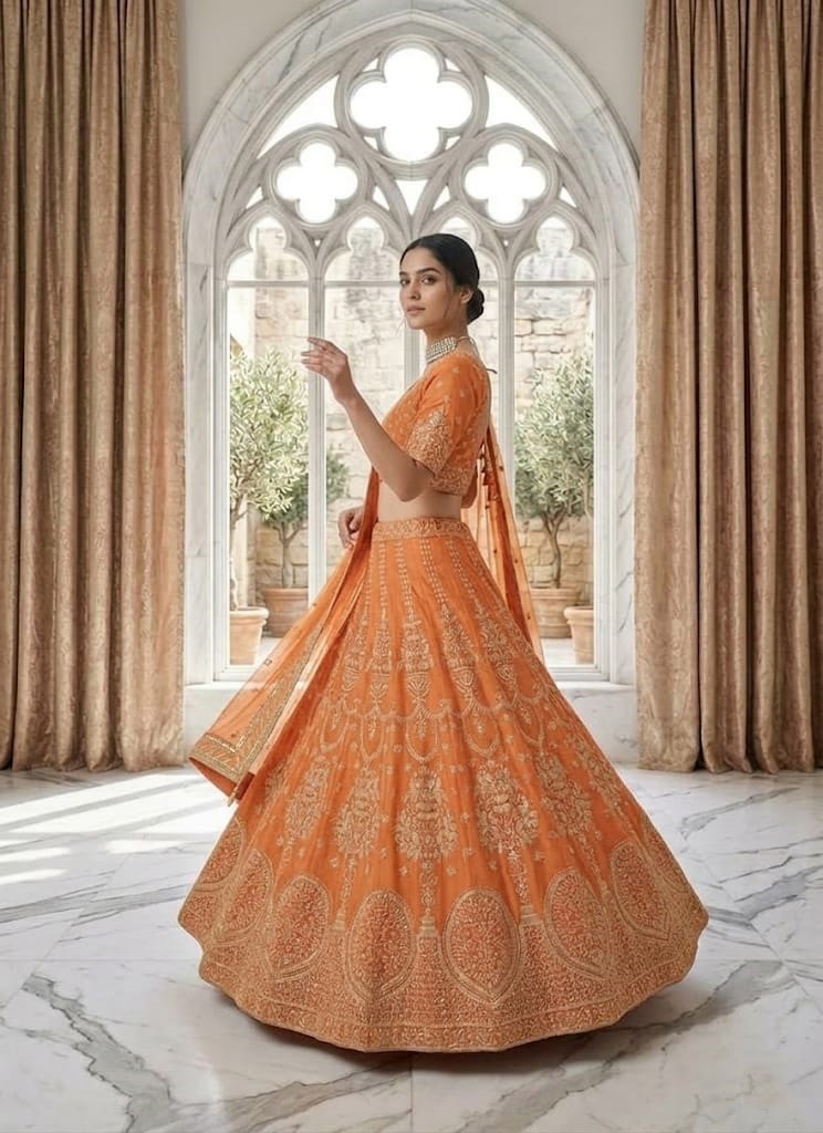 Orange Glow Designer Lehenga Choli ClothsVilla