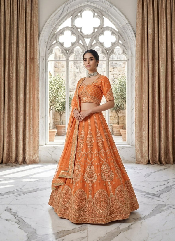 Orange Glow Designer Lehenga Choli ClothsVilla