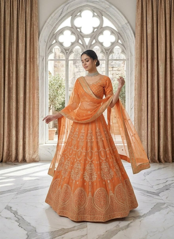 Orange Glow Designer Lehenga Choli ClothsVilla