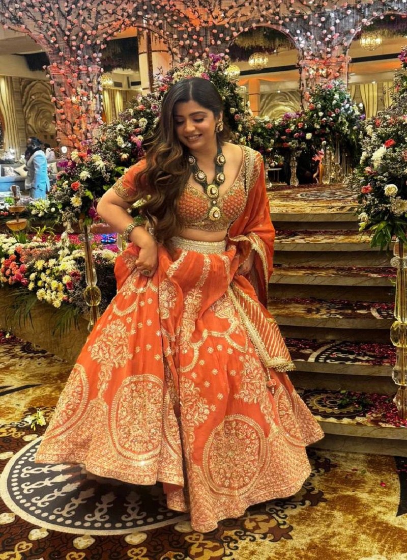 Orange Glow Designer Lehenga Choli ClothsVilla