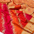 Load image into Gallery viewer, Orange Graceful Art Silk Printed Handloom Saree with Unstitched Blouse Piece ClothsVilla