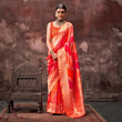 Load image into Gallery viewer, Orange Graceful Art Silk Printed Handloom Saree with Unstitched Blouse Piece ClothsVilla