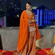 Load image into Gallery viewer, Orange Graceful Faux Georgette Embroidered Plazo Set with Dupatta ClothsVilla