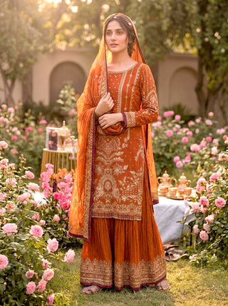 Orange Heavy Embroidered Plazzo Set ClothsVilla