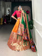 Load image into Gallery viewer, Orange Jacquard Lehenga Set with Zari Weaving – Embrace Elegance in Paithani Style