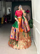 Load image into Gallery viewer, Orange Jacquard Lehenga Set with Zari Weaving – Embrace Elegance in Paithani Style