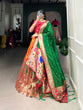 Load image into Gallery viewer, Orange Jacquard Lehenga Set with Zari Weaving – Embrace Elegance in Paithani Style