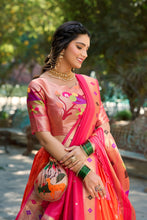 Load image into Gallery viewer, Orange Jacquard Silk Paithani Lehenga Choli Set ClothsVilla