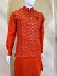Load image into Gallery viewer, Orange Kurta Pant Set with Designer Koti ClothsVilla