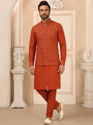Orange Kurta Pant Set with Designer Koti ClothsVilla