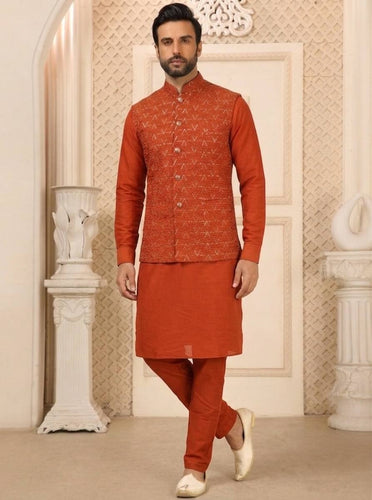 Orange Kurta Pant Set with Designer Koti ClothsVilla