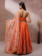 Load image into Gallery viewer, Orange Organza Floral Printed Semi-Stitched Lehenga choli &amp; Dupatta Clothsvilla