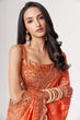 Load image into Gallery viewer, Orange Organza Saree with Sequin Embroidery and Digital Print ClothsVilla