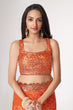 Load image into Gallery viewer, Orange Organza Saree with Sequin Embroidery and Digital Print ClothsVilla