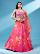Load image into Gallery viewer, Orange Organza Shibori Printed Semi-Stitched Lehenga choli &amp; Dupatta Clothsvilla