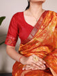 Load image into Gallery viewer, Orange Patola Love Jacquard Silk Saree with Zari Weaving Work &amp; Unstitched Blouse