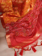 Load image into Gallery viewer, Orange Patola Love Jacquard Silk Saree with Zari Weaving Work &amp; Unstitched Blouse