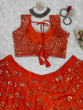 Load image into Gallery viewer, Orange Premium Chinon Semi-Stitched Lehenga Set with 9mm Sequins &amp; Designer Dupatta ClothsVilla