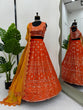 Load image into Gallery viewer, Orange Premium Chinon Semi-Stitched Lehenga Set with 9mm Sequins &amp; Designer Dupatta ClothsVilla