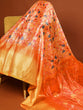 Load image into Gallery viewer, Orange Printed Dola Silk Saree Set for Weddings &amp; Special Occasions ClothsVilla