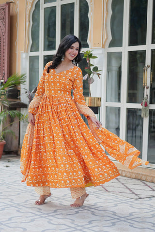 Orange Pure Elegance – Cotton 3-Piece Set ClothsVilla
